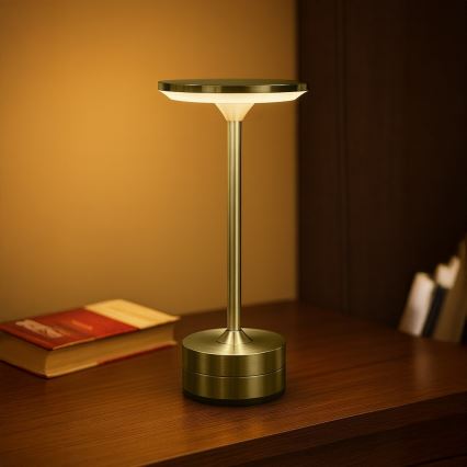 LED polnilna namizna svetilka TAVOLO, na dotik, 2,5W/5V, 2400 mAh, 3000-6000K, zlata