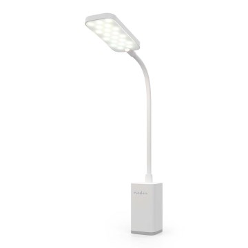 LED polnilna namizna svetilka z zatemnjevanjem, na dotik, upogljiva, s sponko LED/5W/1200 mAh, bela