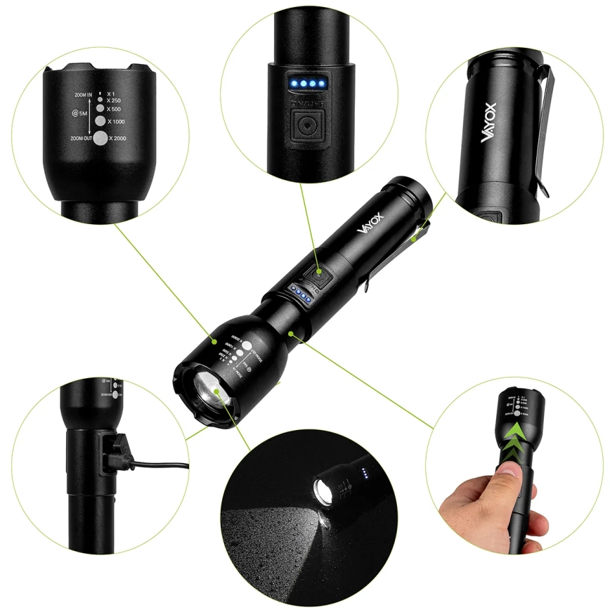 LED nastavljiva polnilna svetilka LED/20W/5V IPX4 800 lm 2000 mAh