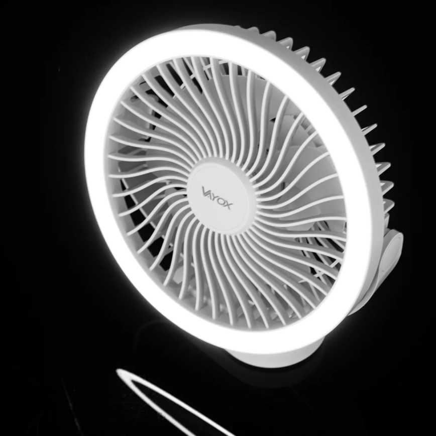 LED polnilni namizni ventilator z LED osvetlitvijo LED/3W/5V USB 2400 mAh bela