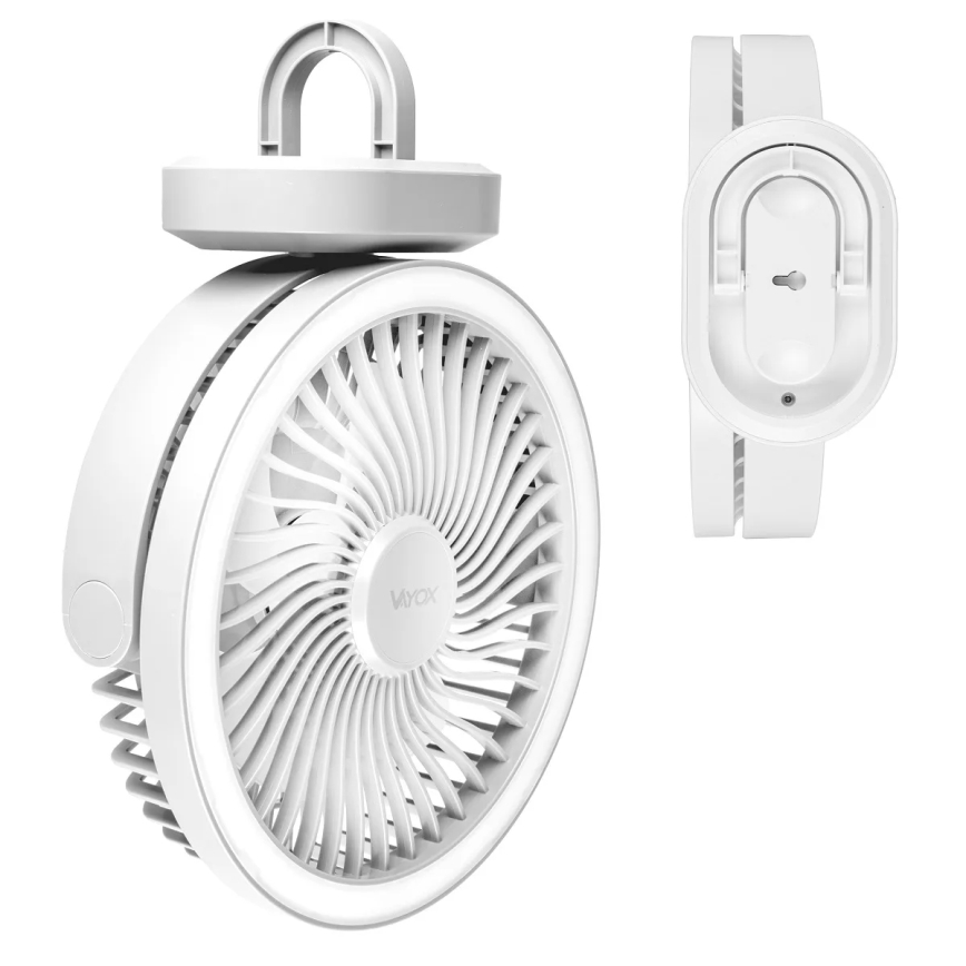 LED polnilni namizni ventilator z LED osvetlitvijo LED/3W/5V USB 2400 mAh bela