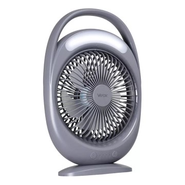 LED polnilni namizni ventilator z LED osvetlitvijo LED/2,8W/5V USB 2400 mAh siva