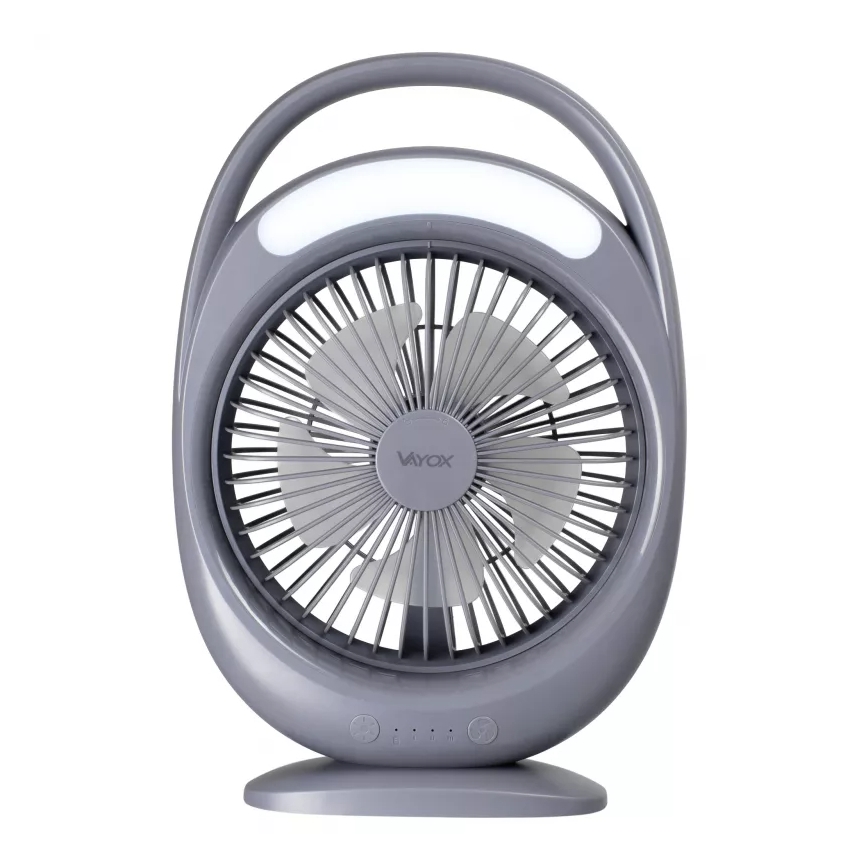 LED polnilni namizni ventilator z LED osvetlitvijo LED/2,8W/5V USB 2400 mAh siva