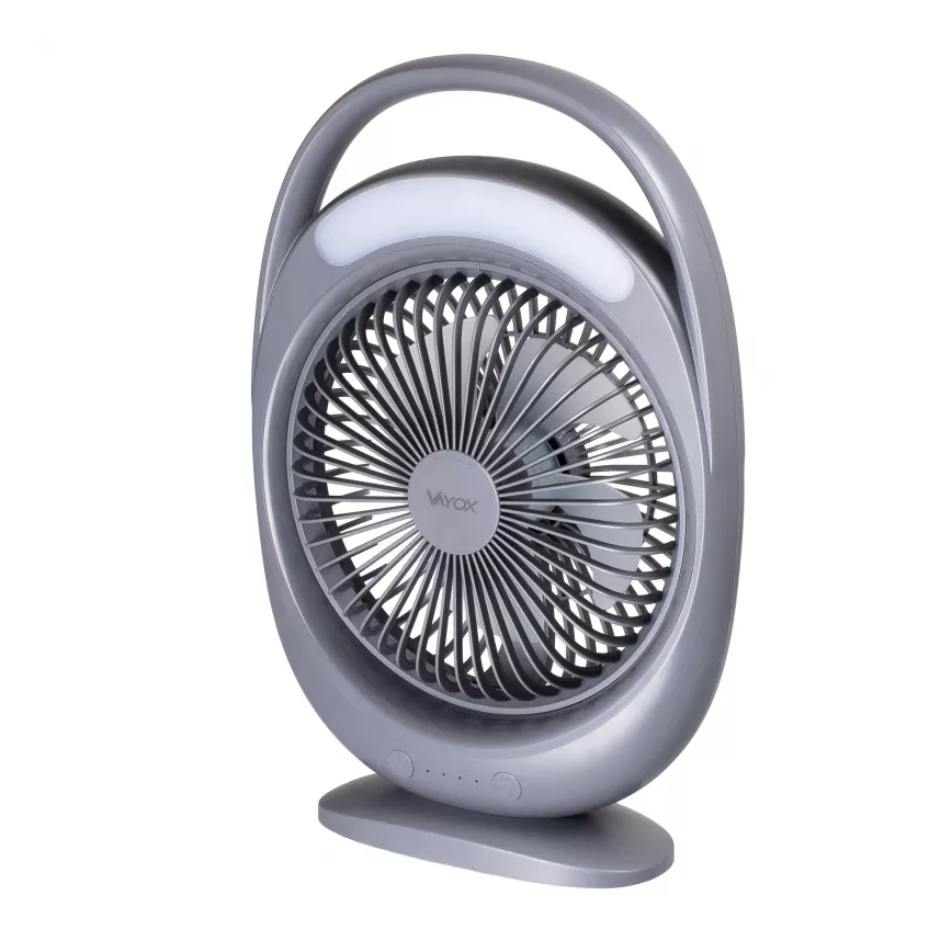 LED polnilni namizni ventilator z LED osvetlitvijo LED/2,8W/5V USB 2400 mAh siva