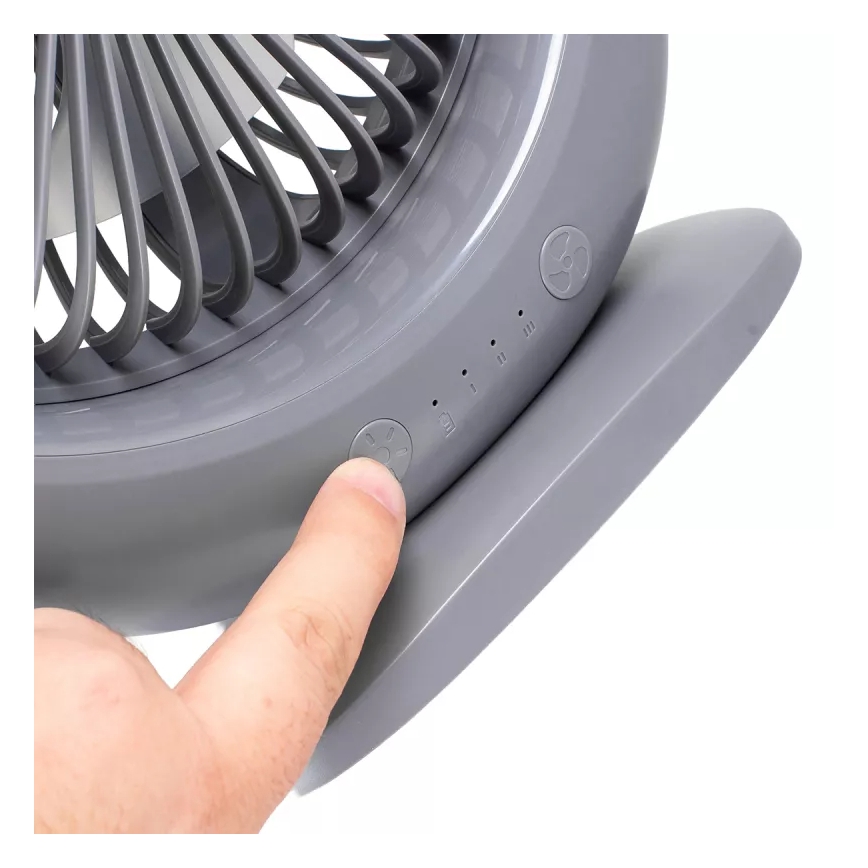 LED polnilni namizni ventilator z LED osvetlitvijo LED/2,8W/5V USB 2400 mAh siva