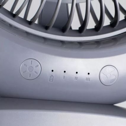 LED polnilni namizni ventilator z LED osvetlitvijo LED/2,8W/5V USB 2400 mAh siva