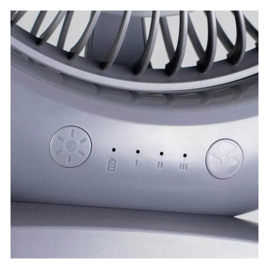 LED polnilni namizni ventilator z LED osvetlitvijo LED/2,8W/5V USB 2400 mAh siva