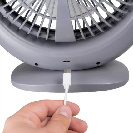 LED polnilni namizni ventilator z LED osvetlitvijo LED/2,8W/5V USB 2400 mAh siva