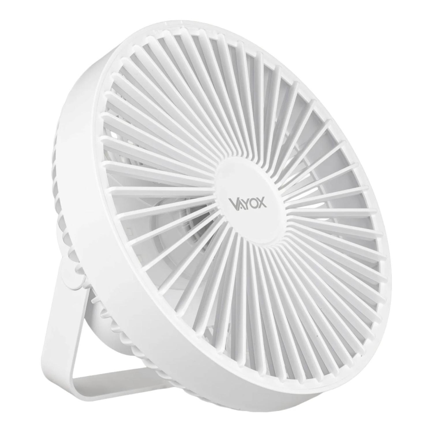 LED Polnilni namizni ventilator z LED osvetlitvijo LED/2W/5V USB 2400 mAh bela