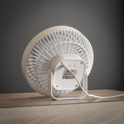 LED Polnilni namizni ventilator z LED osvetlitvijo LED/2W/5V USB 2400 mAh bela