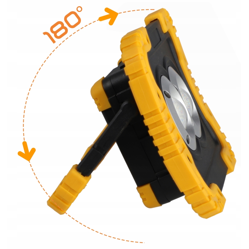 LED polnilni reflektor s funkcijo powerbanke LED/20W/5V 4400 mAh IP44 črna/rumena