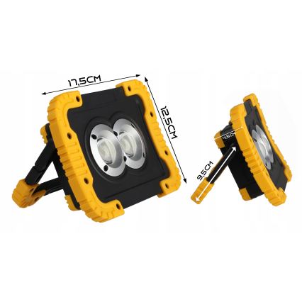 LED polnilni reflektor s funkcijo powerbanke LED/20W/5V 4400 mAh IP44 črna/rumena