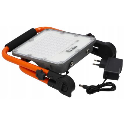 LED polnilni reflektor s stojalom, LED/100 W/3,2 V, 5000 K, 5000 mAh, IP65, oranžen