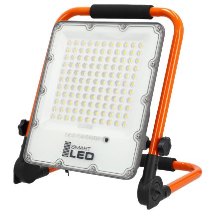 LED polnilni reflektor s stojalom LED/100W/3,2V 4500K 15000 mAh IP65 oranžna