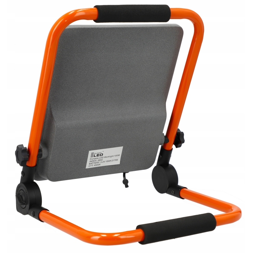 LED polnilni reflektor s stojalom LED/100W/3,2V 4500K 15000 mAh IP65 oranžna