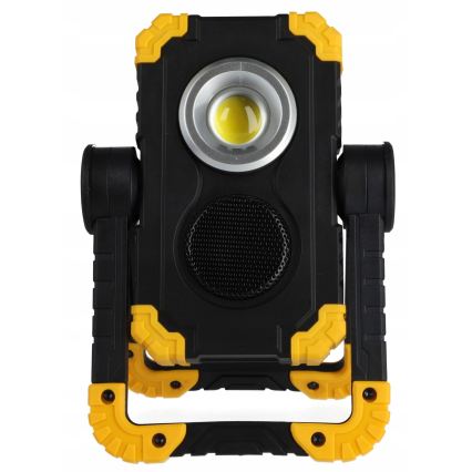 LED polnilni reflektor z zvočnikom in funkcijo powerbanke LED/10W/5V 4400 mAh IP44 črna/rumena