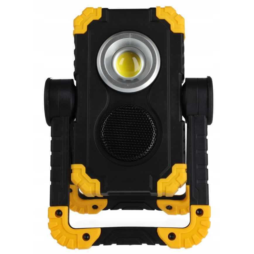 LED polnilni reflektor z zvočnikom in funkcijo powerbanke LED/10W/5V 4400 mAh IP44 črna/rumena