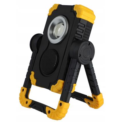 LED polnilni reflektor z zvočnikom in funkcijo powerbanke LED/10W/5V 4400 mAh IP44 črna/rumena