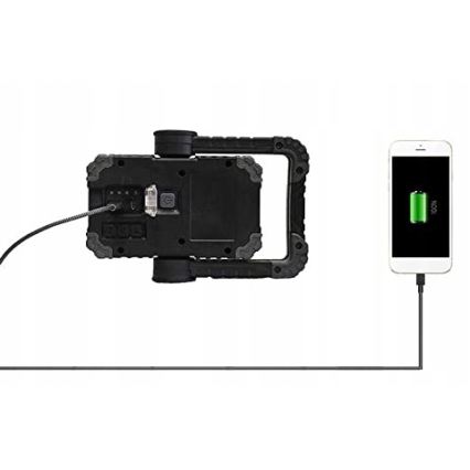 LED polnilni reflektor z zvočnikom in funkcijo powerbanke LED/10W/5V 4400 mAh IP44 črna/rumena