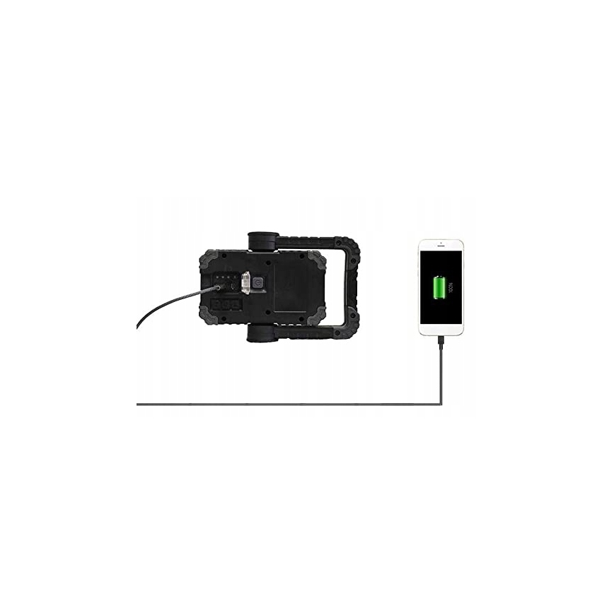 LED polnilni reflektor z zvočnikom in funkcijo powerbanke LED/10W/5V 4400 mAh IP44 črna/rumena