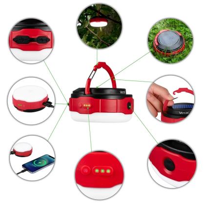 LED Zatemnitvena polnilna solarna svetilka s funkcijo power bank LED/3W/5V 3000/4000/6500K IPX6 500 sijajni 2000 mAh