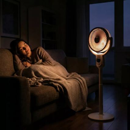 LED polnilni stoječi ventilator z LED osvetlitvijo LED/4,8W/5V USB 7200 mAh bela + daljinski upravljalnik