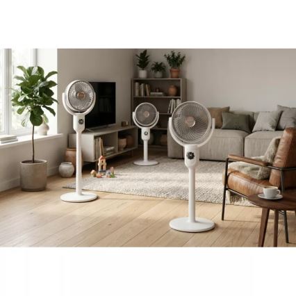 LED polnilni stoječi ventilator z LED osvetlitvijo LED/4,8W/5V USB 7200 mAh bela + daljinski upravljalnik