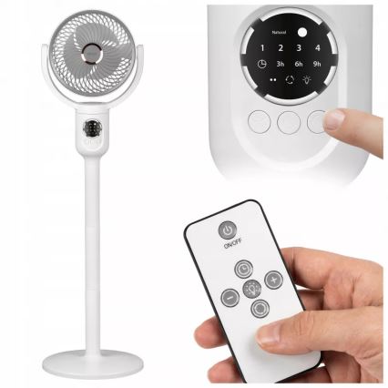 LED polnilni stoječi ventilator z LED osvetlitvijo LED/4,8W/5V USB 7200 mAh bela + daljinski upravljalnik