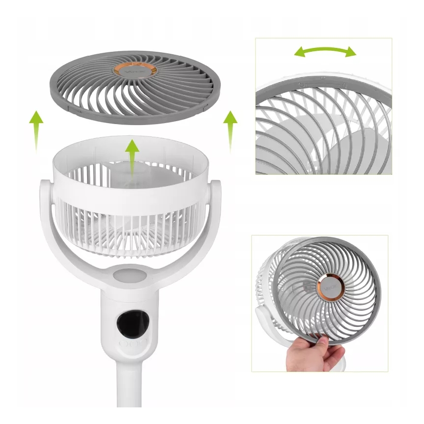 LED polnilni stoječi ventilator z LED osvetlitvijo LED/4,8W/5V USB 7200 mAh bela + daljinski upravljalnik