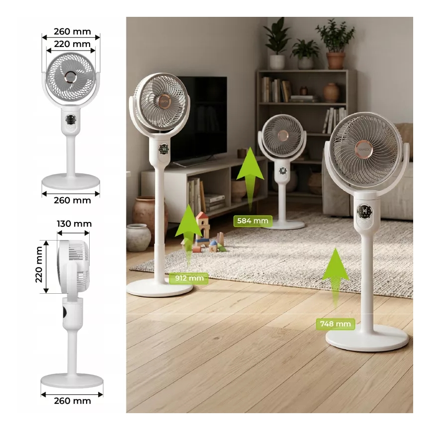 LED polnilni stoječi ventilator z LED osvetlitvijo LED/4,8W/5V USB 7200 mAh bela + daljinski upravljalnik