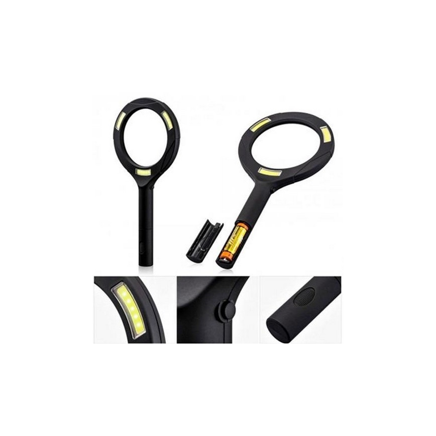 LED Povečevalno steklo 5×ZOOM z osvetlitvijo ozadja LED/3W/2xAA IP44