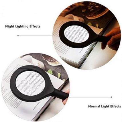 LED Povečevalno steklo 5×ZOOM z osvetlitvijo ozadja LED/3W/2xAA IP44