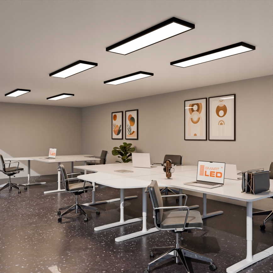 LED površinski panel LED/60W/230V 30x120 cm črna