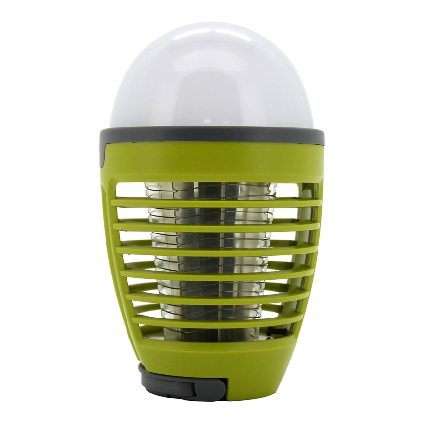 LED Prenosna polnilna svetilka s pastjo za insekte LED/2W/3,7V 1800 mAh IPX4 zelena