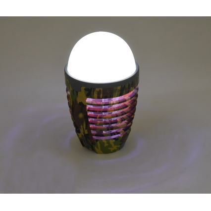 LED Prenosna polnilna svetilka s pastjo za insekte LED/2W/3,7V 1800 mAh IPX4 kamuflaža