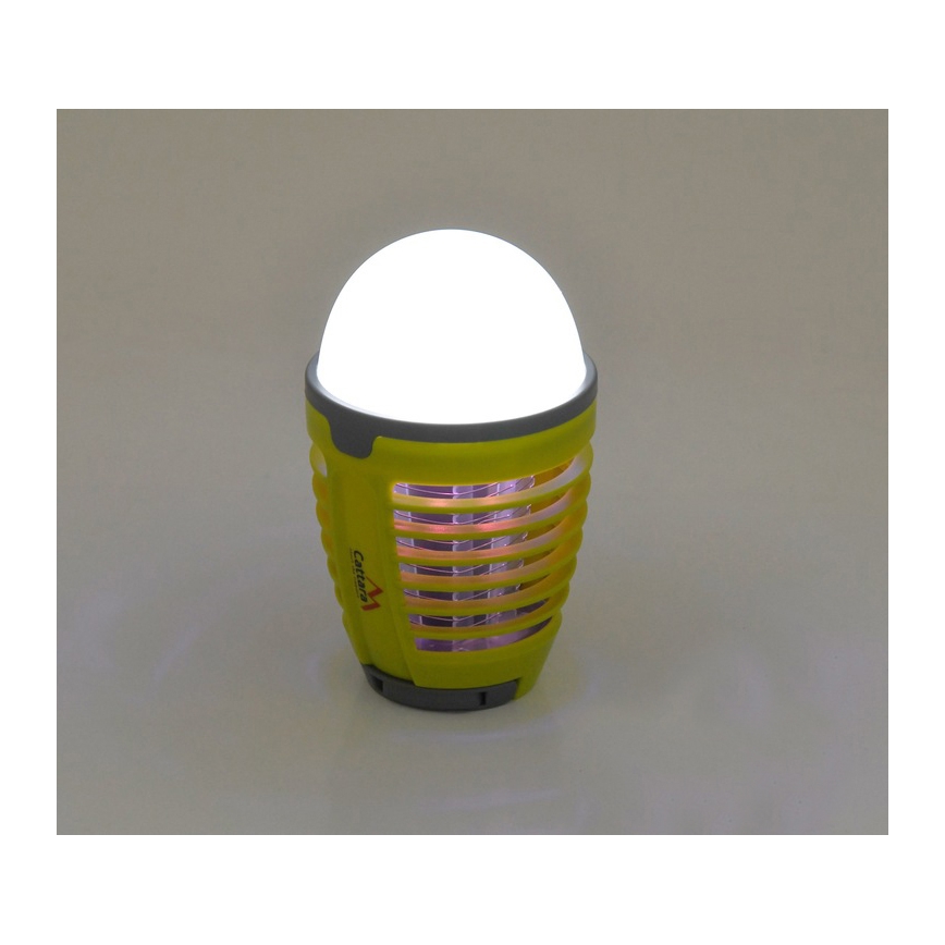 LED Prenosna polnilna svetilka s pastjo za insekte LED/2W/3,7V 1800 mAh IPX4 zelena