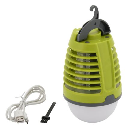 LED Prenosna polnilna svetilka s pastjo za insekte LED/2W/3,7V 1800 mAh IPX4 zelena
