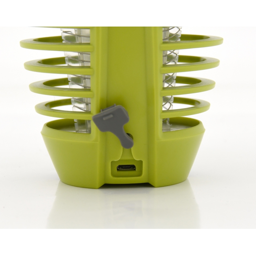 LED Prenosna polnilna svetilka s pastjo za insekte LED/2W/3,7V 1800 mAh IPX4 zelena