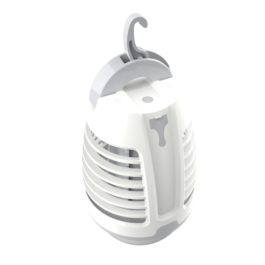 LED Prenosna polnilna svetilka s pastjo za insekte LED/5W/1800 mAh IPX4 bela/siva