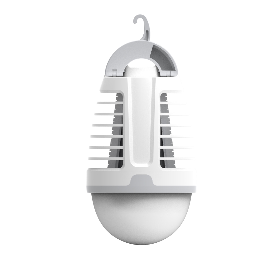 LED Prenosna polnilna svetilka s pastjo za insekte LED/5W/1800 mAh IPX4 bela/siva