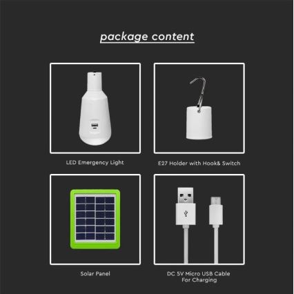 LED Prenosna solarna svetilka 3v1 LED/7W/230V 3000K/4000K/6400K + USB polnjenje