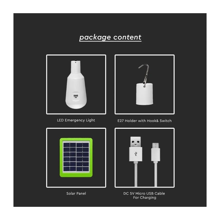 LED Prenosna solarna svetilka 3v1 LED/7W/230V 3000K/4000K/6400K + USB polnjenje
