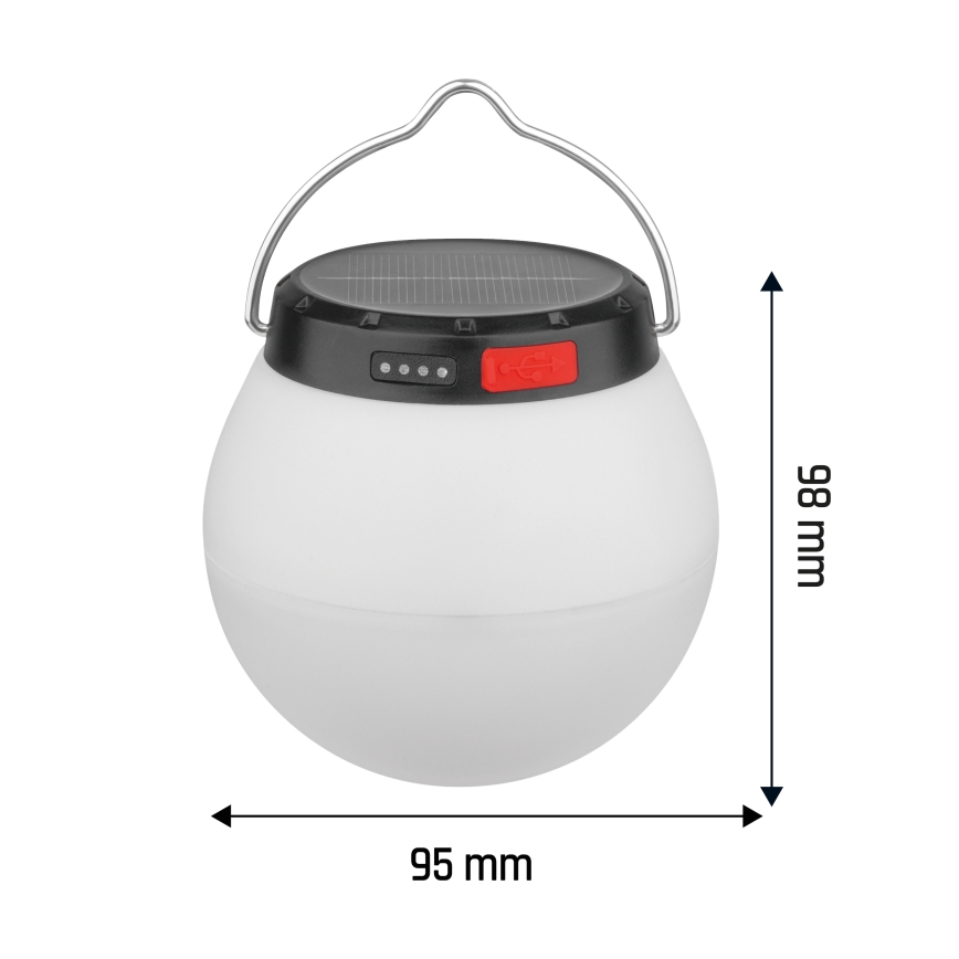 LED prenosna sončna polnilna svetilka LUMINA ORB z nastavljivo svetlostjo LED/5V 800 mAh