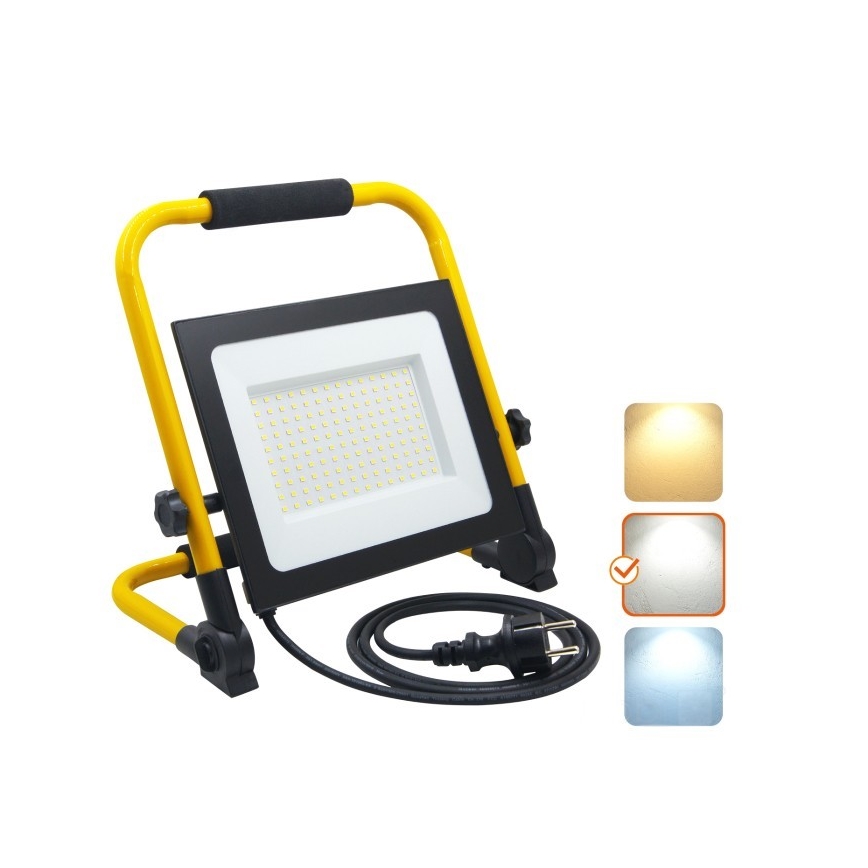 LED Prenosni reflektor TIGRA LED/100W/4000K IP54 črna/rumena
