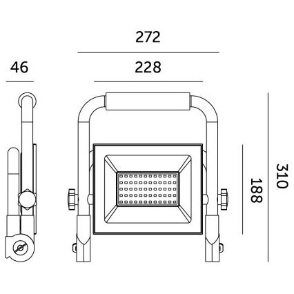 LED Prenosni reflektor TIGRA LED/100W/4000K IP54 črna/rumena