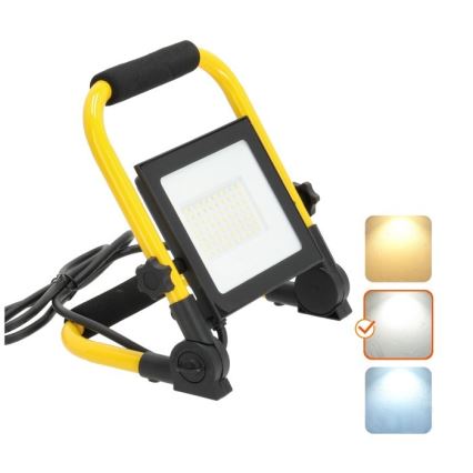 LED Prenosni reflektor TIGRA LED/50W/4000K IP54 črna/rumena