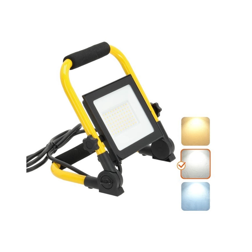 LED Prenosni reflektor TIGRA LED/50W/4000K IP54 črna/rumena