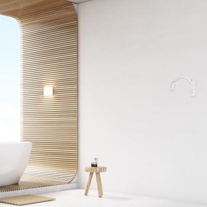 LED prilagodljiva stenska svetilka z USB BASE LED/8W+LED/2W/230V bela