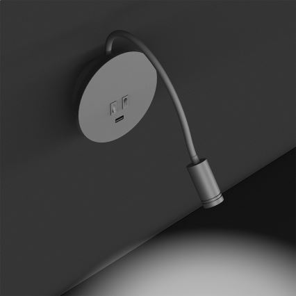 LED prilagodljiva stenska svetilka z USB BASE LED/8W+LED/2W/230V bela/srebrna