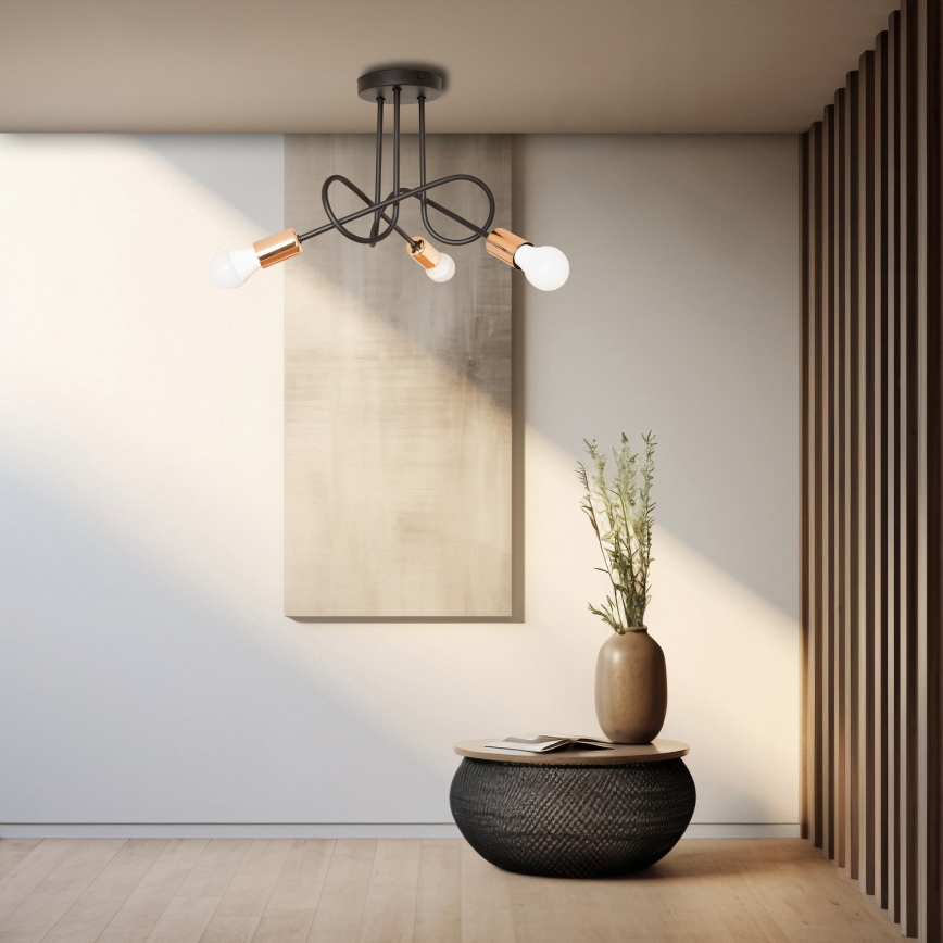 LED pritrjena stropna svetilka OXFORD 3xE27/15W/230V črna